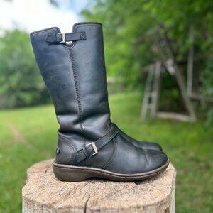 Ugg Topelo Black Leather Boots Size 10